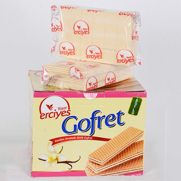 Yaşar Erciyes Vanilya Aromalı Sütlü Gofret - 1 Kutu - 200 Gr.lık 6 Paket Yaşar Erciyes Vanilya Aromalı Sütlü Gofret - 1 Kutu - 200 Gr.lık 6 Paket, erciyes gofret, vanilyalı gofret,